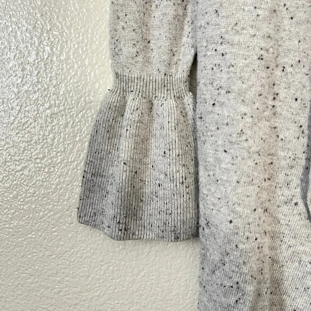 Style & Co speckled gray open sweater cardigan bell sleeve cuffs